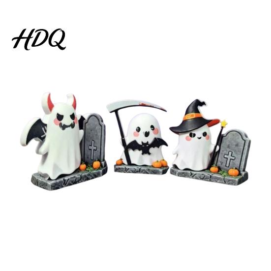 Safe Halloween Decoration Resin 3Pcs Decoration Micro Landscape Miniature Figurines Cute Ghost