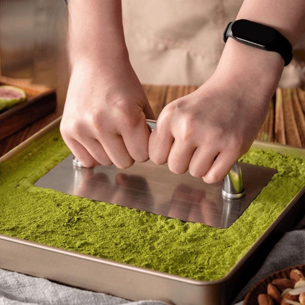 Stainless Steel Burger Patty Press Rectangular Professional Donkey-hide Gelatin Press High-Grip Handle Nougat Pressing Plate