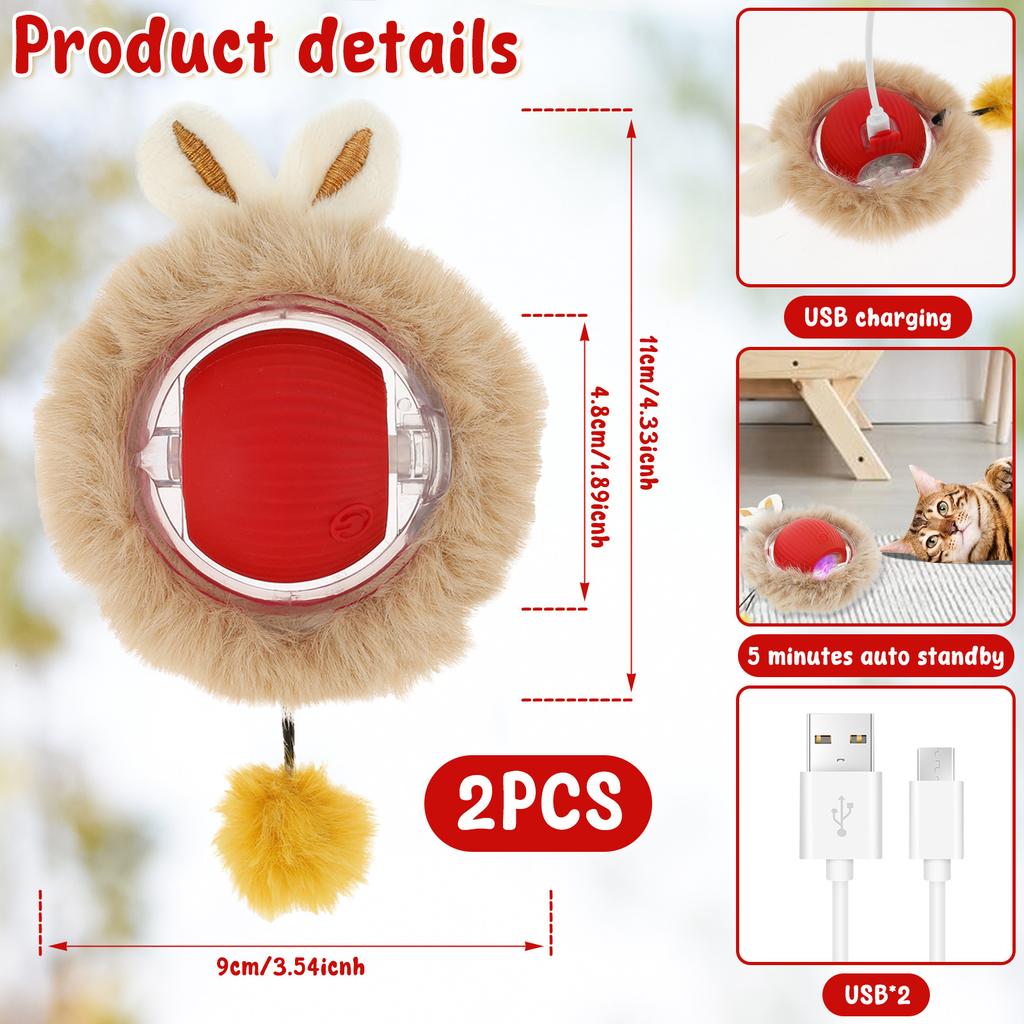 Electric Cat Ball Silicone Interactive Pet Toy Multiple Modes Smart Rolling Cat Ball With Cord Rechargeable Auto Moving Pet Ball