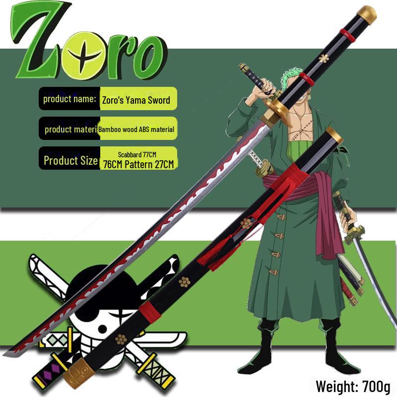 One Piece Zoro Cosplay Wooden Swords: Shusui, Sandai Kitetsu, Yubashiri, 104CM Décor