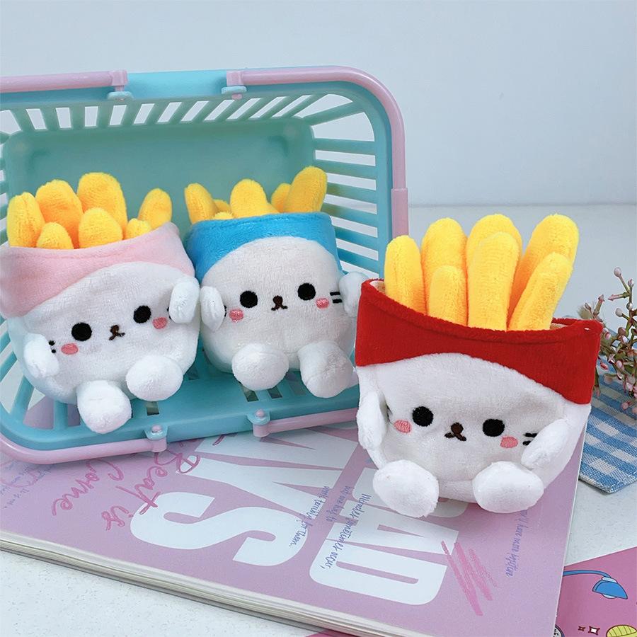 Cute French Fries Kitten Plush Pendant Energy Doll Children's Gift Schoolbag Keychain Pendant Doll