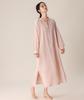 Long Sleeve Lounge Double Long Loose Plus Fits and Hospital Solid Pink [House Yayoi] Dress, Fall/Winter, Gauze, Cotton, Length, Fit, Sizes, V-Neck,
