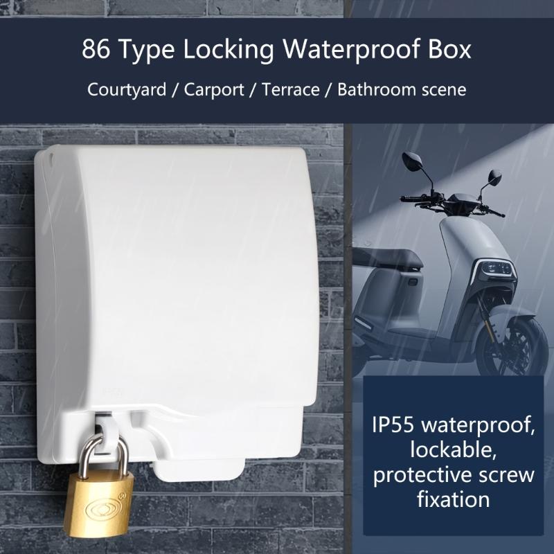 Durability Plastic Weatherproof Enclosures Metal Lock Compatible To 86 Style Electrical Sockets Moisture Resistance