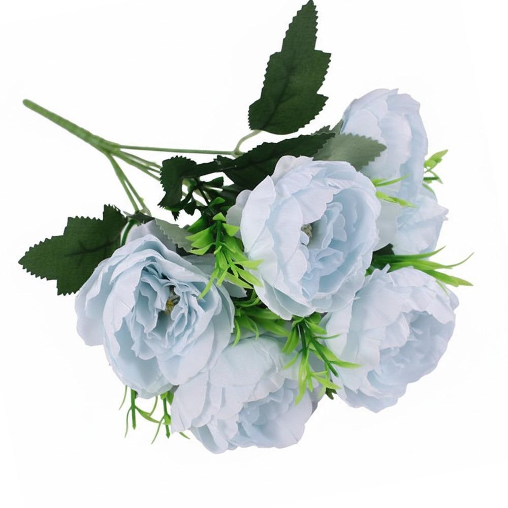 

6 Heads Peony Artificial Flower Big Size Multicolor Fake Flower Floral Arrangement Photo Props Faux Flower Home Decoration светло-синий