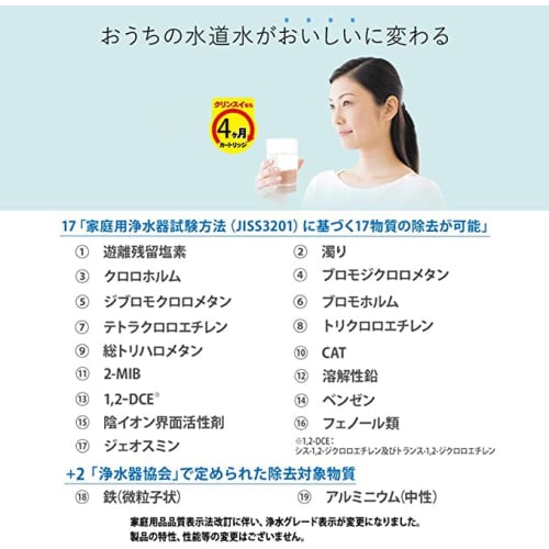 Genuine JF-22 Replacement Water Filter Cartridge, 15+2 Substance High Removal Type, All-in-One Chlorine Removal, Faucet