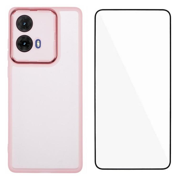 WANLONFENG DKSM Series for Motorola Moto G85 5G TPU Case Electroplated Frame with Tempered Glass