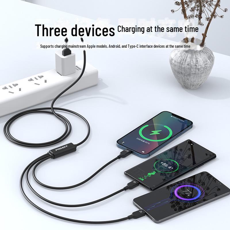 PISEN 66W 3-in-1 Super-Schnellladekabel für Apple, Huawei, Android