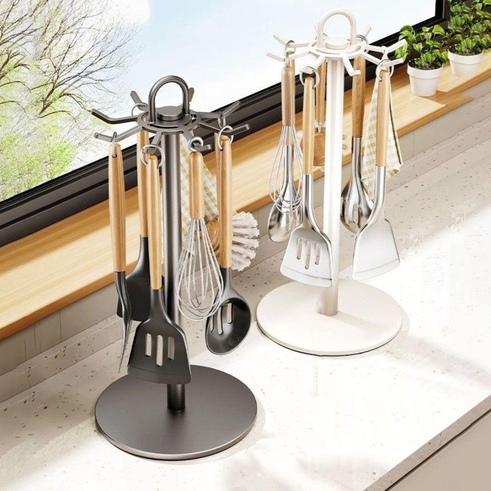 Movable Pot Shovel Rack Stable Base Spoon Hanging Rack Flatware Storage Rack  Kitchen