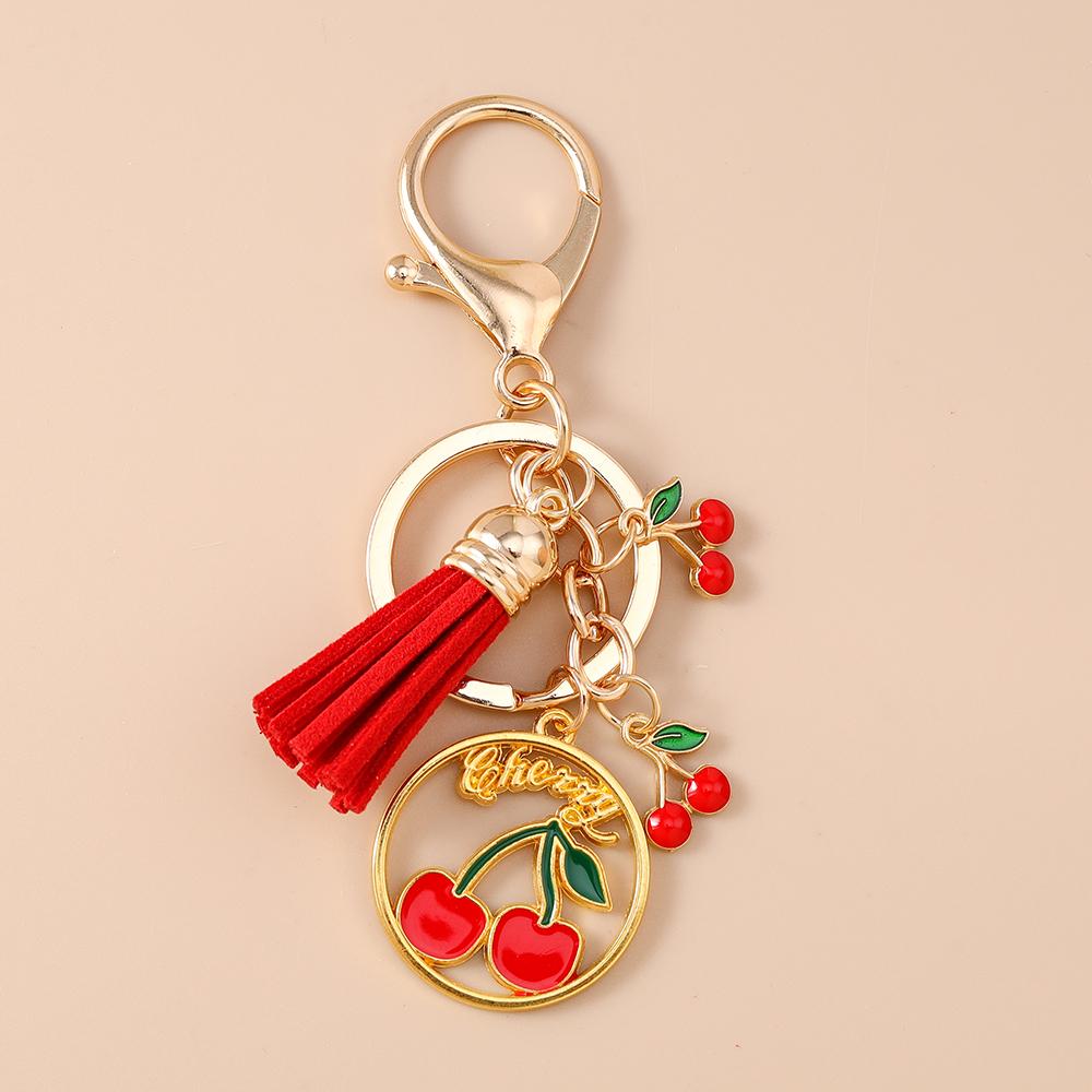 Fashion Enamel Avocado Cherry Keychain Fruit Key Ring Pendants for Women Girls Handbag Decor DIY Key Chain Jewelry Gifts