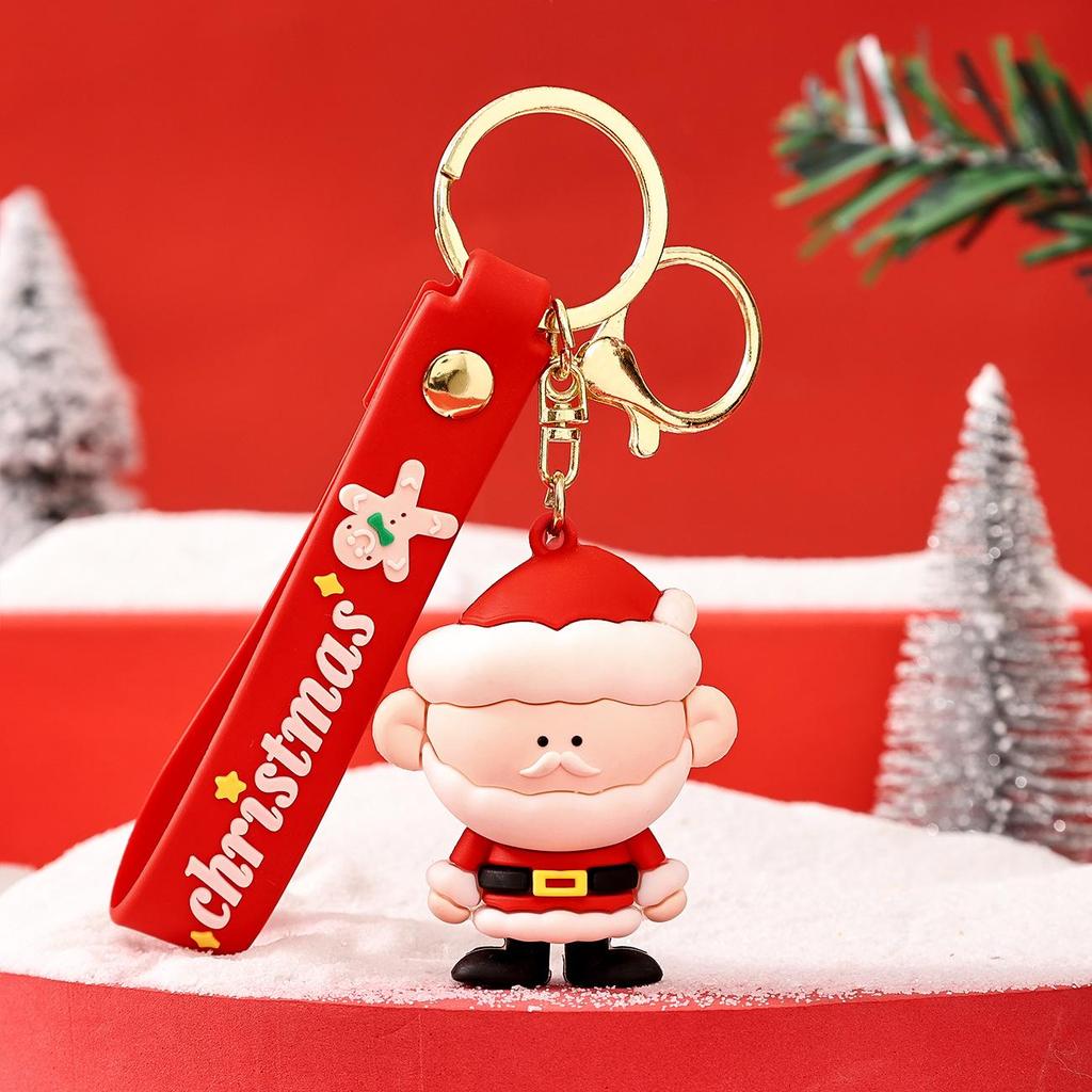 Niedlicher Cartoon Weihnachts Schneemann Gummi Schlüsselanhänger - Weicher Anhänger für Schlüssel oder Taschen