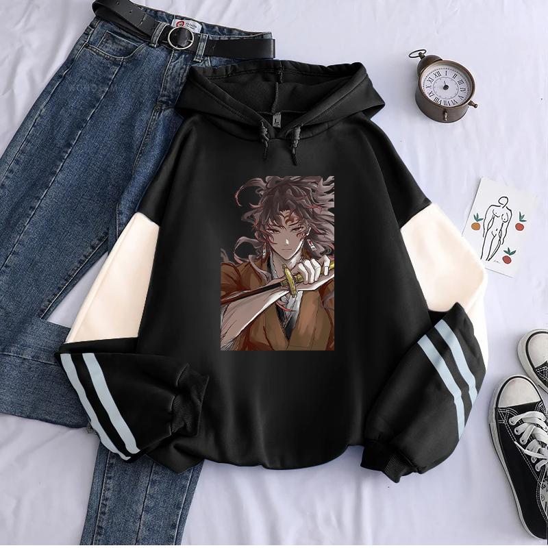 Harajuku Anime Demon Slayer Hoodie Tsugikuni Yoriichi Print Sweatshirt Men Women Streetwear Long Sleeve Fleece Hooded Pullover