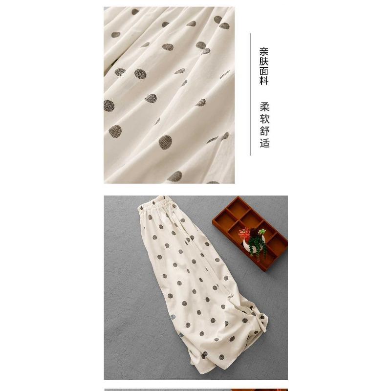 2025 Summer Black and White Polka Dot Tight Waist Casual Versatile Literary Vintage Half-body Skirt