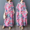 Summer V-neck Retro Cotton and Linen Dress