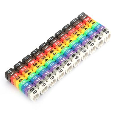 Digitālā numura caurule Vada numura uzlīme Caurules kabeļa marķieris Krāsains (100gab 6mm2)