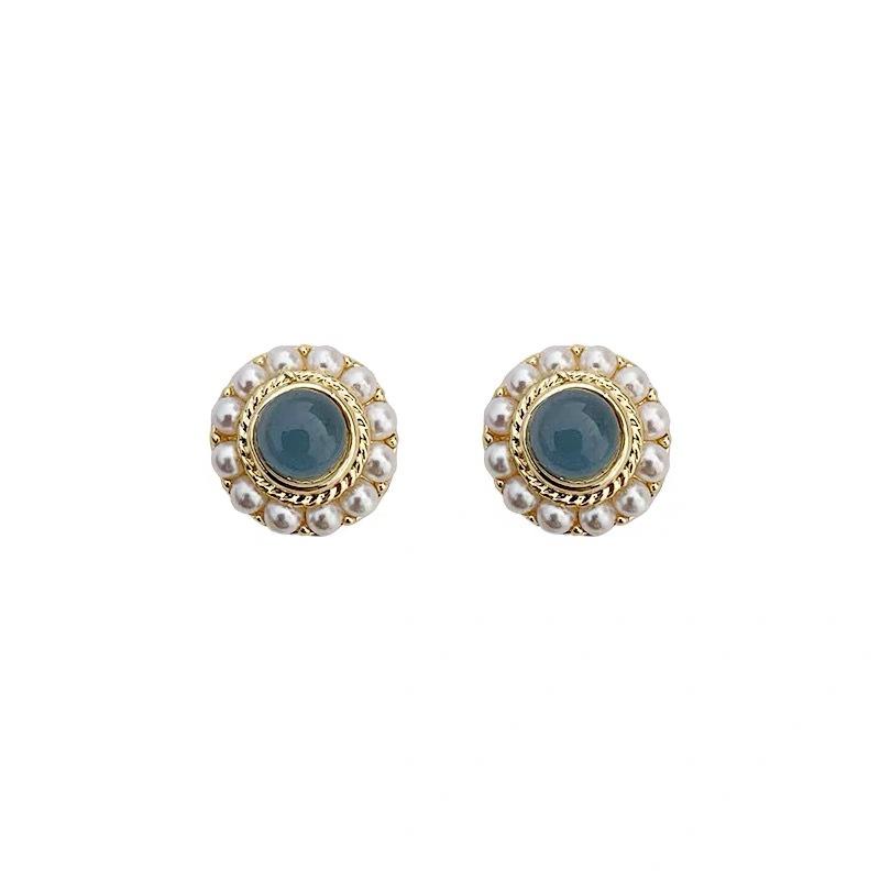 S925 Sterling Silver Pearl Stud Earrings - Hong Kong Style, Retro, Simple, Elegant, Light Luxury