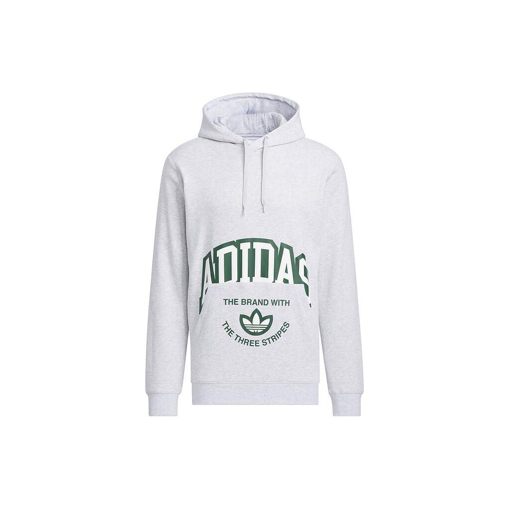 adidas Originals Men s VARSITY Printed Hooded Pullover Sweatshirt Light Grey Heather JE3481 XS