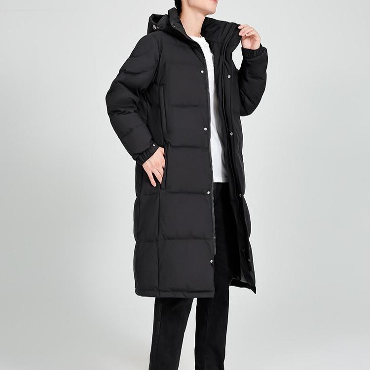 Luxury high-end winter long over-the-knee solid color loose thick windproof down jacket for men and women couples