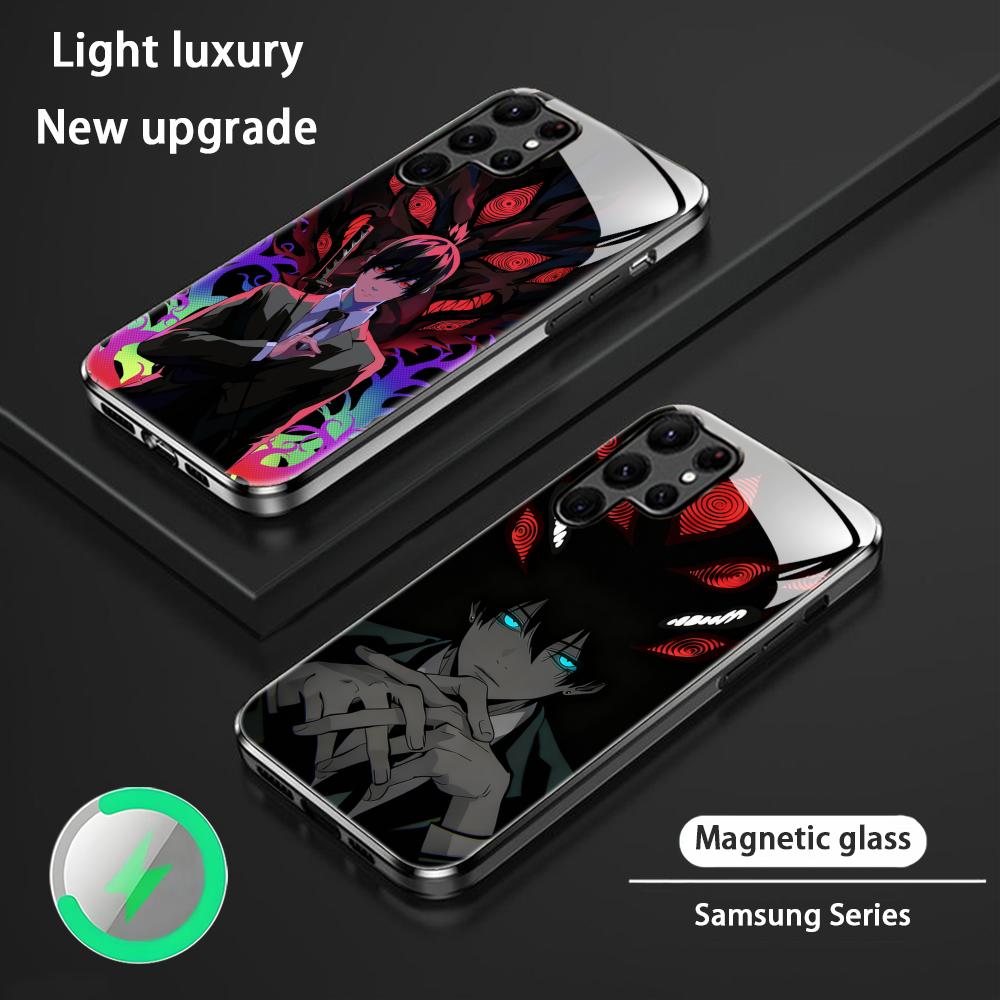 Chainsaw Man Aki Hayakawa Phone Case For Samsung S25 S24 S23 S22 S21 S20 Plus Ultra Note20 Glass Magnetic Case