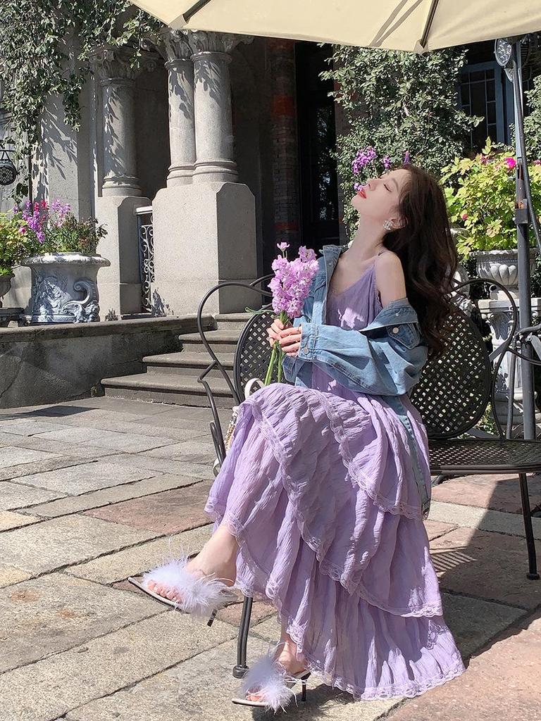 Pure Desire Elegant Summer Beach Dress: Women's Sweet, Drape Style with Suspender Straps for Seaside Vacations