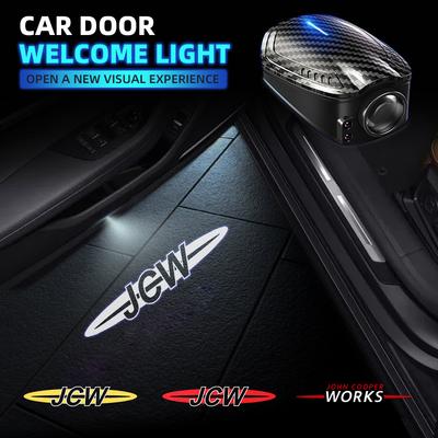 2pcs USB Rechargeable John Cooper Works Logo Car Door HD LED Lamps Projector Courtesy Welcome Lights For Mini Cooper JCW F56 R56 Ksgbw33
