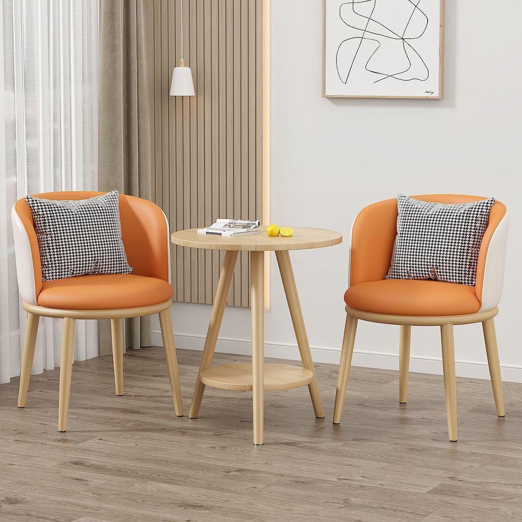 Light Luxury Balcony Tea Table & Chairs Set: Modern 3-Piece for Hotel or Bedroom - Includes One Table & Two Chairs