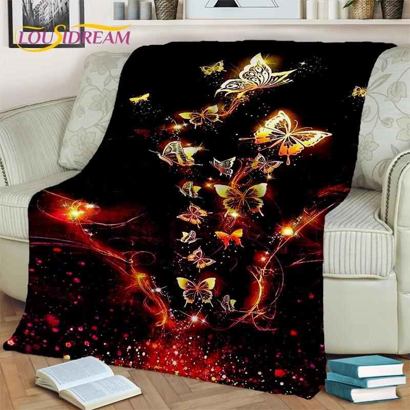 Dream Butterfly Flower Cartoon Blanket,Soft Throw Blanket for Home Bedroom Bed Sofa Picnic Travel Office Rest Nap Cover Blanket