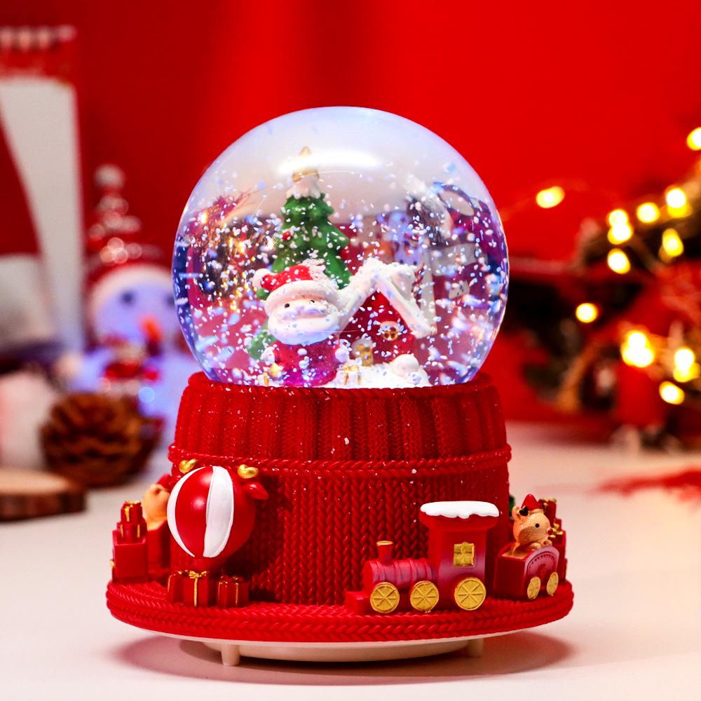 Children's Christmas Decorations: Crystal Ball Music Box Ornament for Tabletop