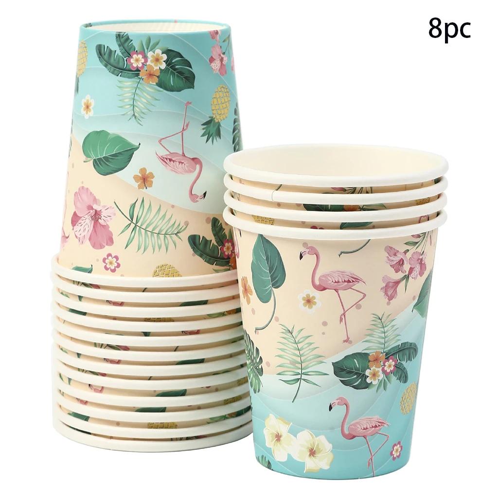 Hawaii Pineapple Disposable Tableware Summer Beach Party Supplies Pineapple Flamingo Plates Napkins Cup Hawaiian Party Decor