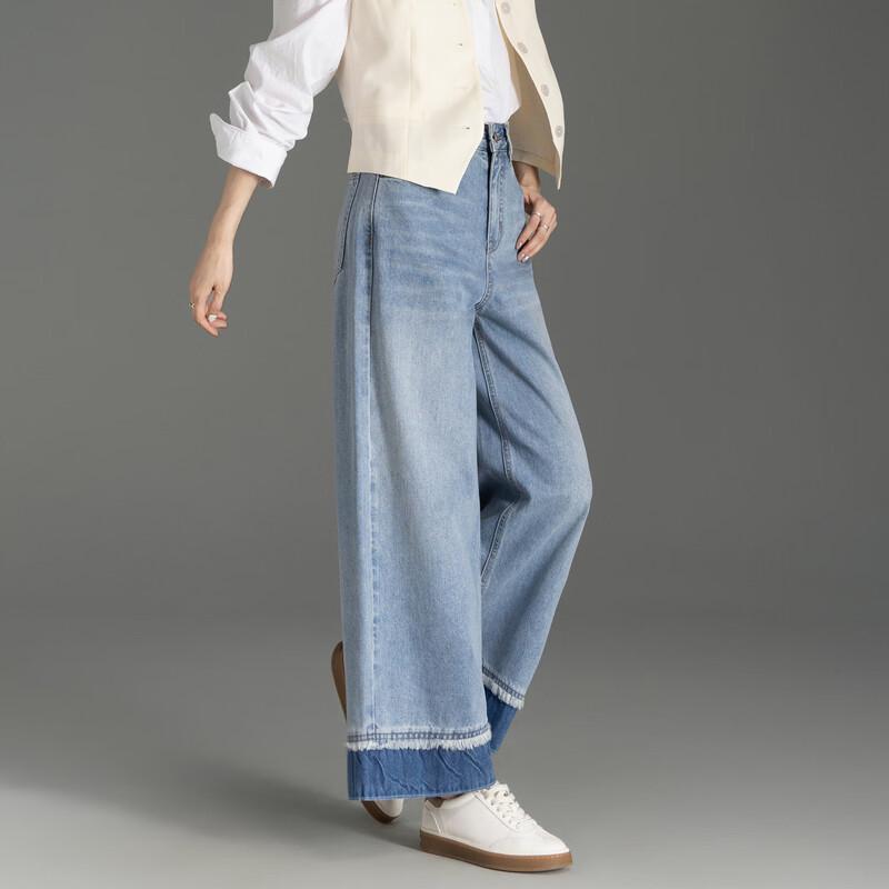 

Demana Blue Tune Encounter Washed Cotton Straight Wide-Leg Cropped Jeans XL
