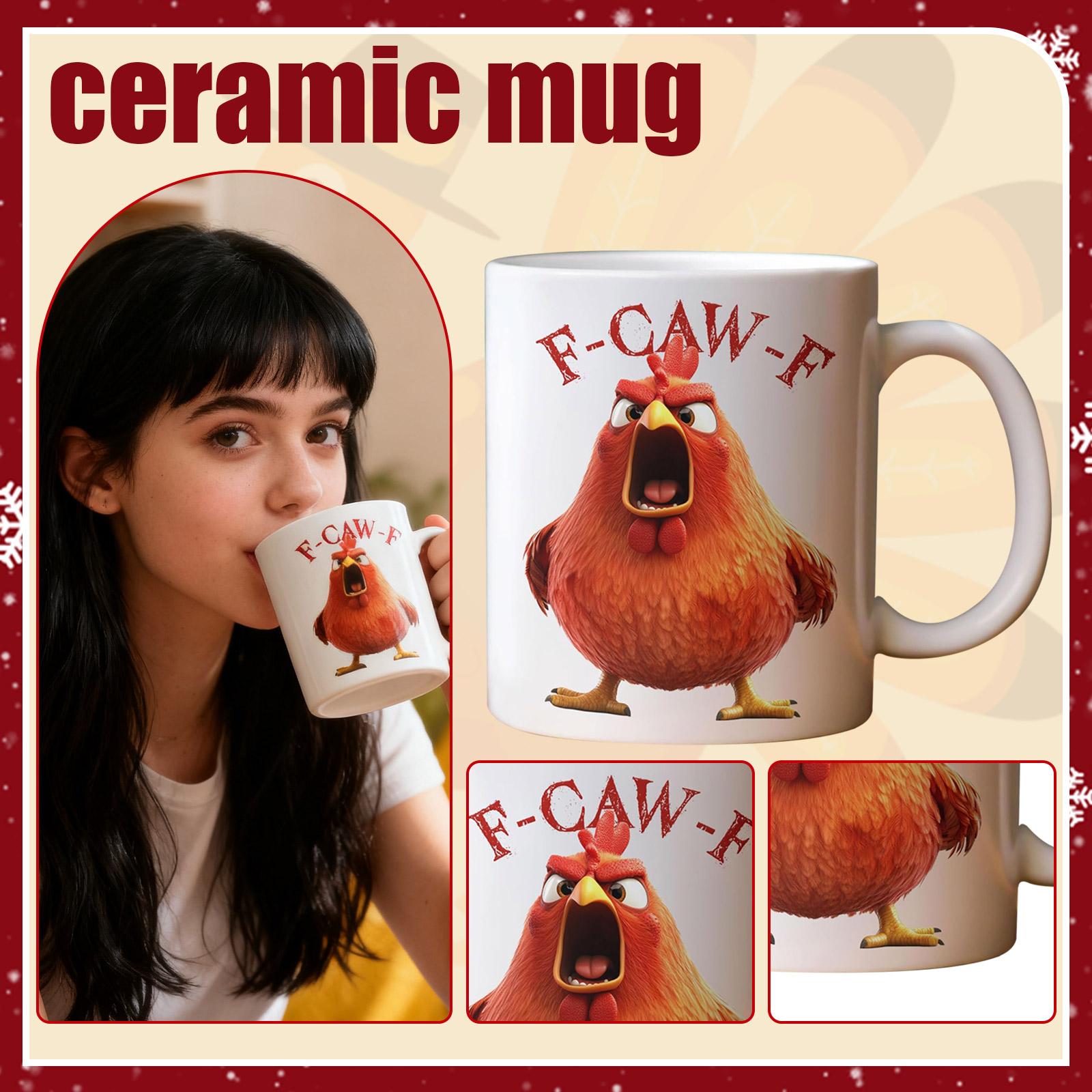 

F-Caw-F Funny Chicken Mug - Personalized Name F-Caw-F Funny Chicken Humor Ceramic Custom, Gift Coffee Mug For Men And Women 12 Oz One Size