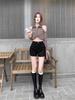 Sexy Korean-Style Black Elastic Shorts for Women with Fleece, Fashionable Spring Pants