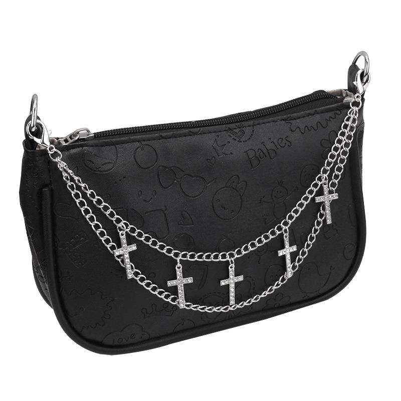 Multi-layer Metal Charms Bag Chain Cross Pendant Backpack Decoration DIY Exquisite Pearl Purse Chain Women Men Bag Accessories