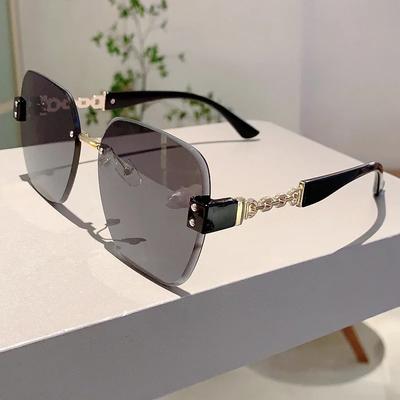 New Square Rimless Sunglasses Women Luxury Designer Cool Unisex Vintage Eyewear UV400 Oculos De Sol
