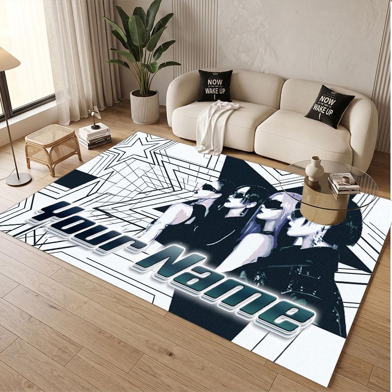 Custom Name Crystal Velvet Rug,aespa Comfortable Anti Slip Floor Mat For Room Decoration