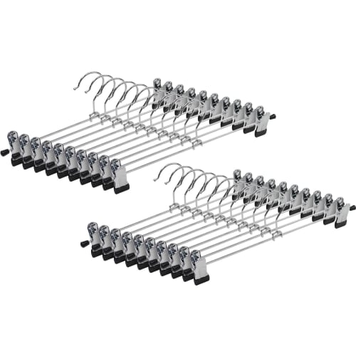 ROROPOCO Trouser Hangers with Skirt Clips, Non-Slip, Suitable for Slacks, Skirts, Denim, Long Skirts, Bottoms, Scarves, Slim Fit, Durable, Space-Savin