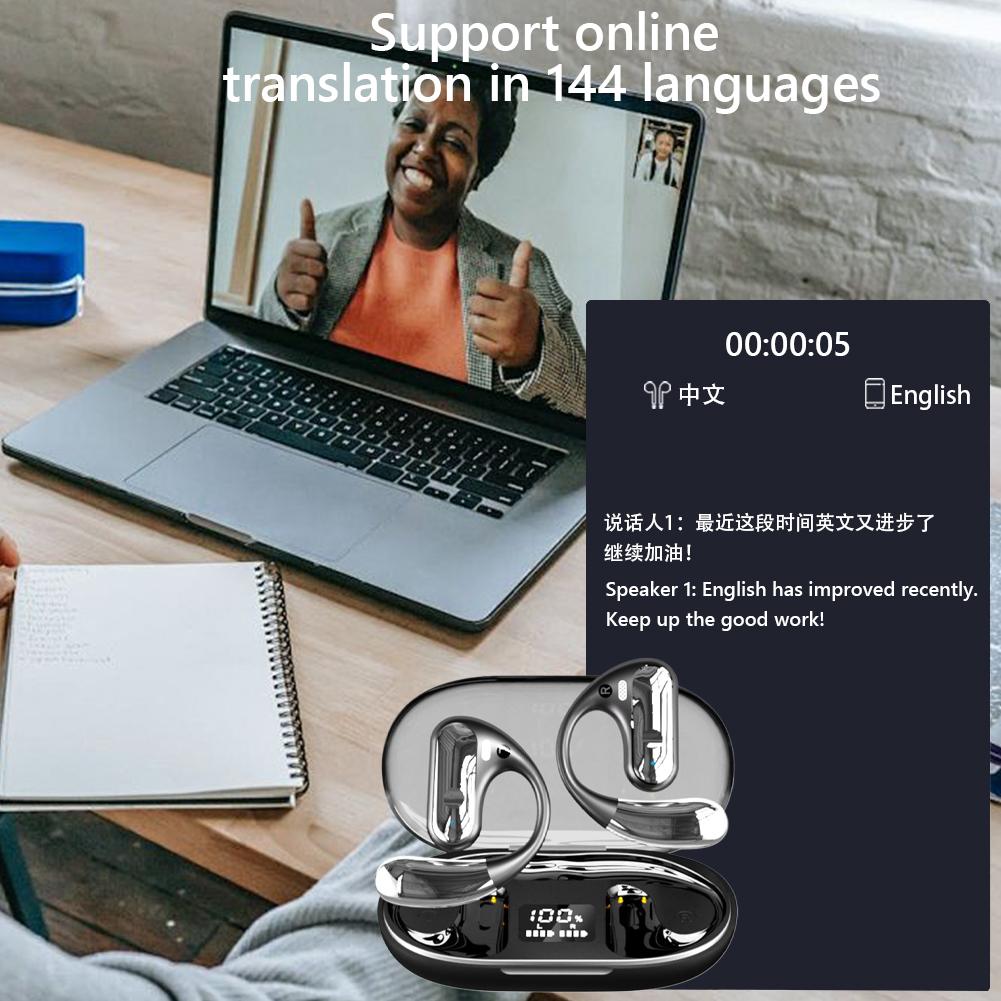144 Languages AI Translator Earbuds Bluetooth-Compatible 5.3 Wireless Earphone Waterproof Translation Device for Running/Workout