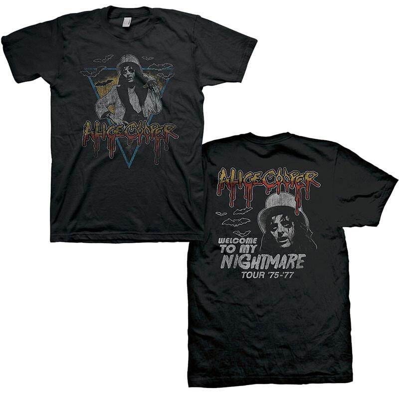 New Authentic Alice Cooper Welcome to My Nightmare Triangle Bats Band TShirt Unisex T-Shirt M