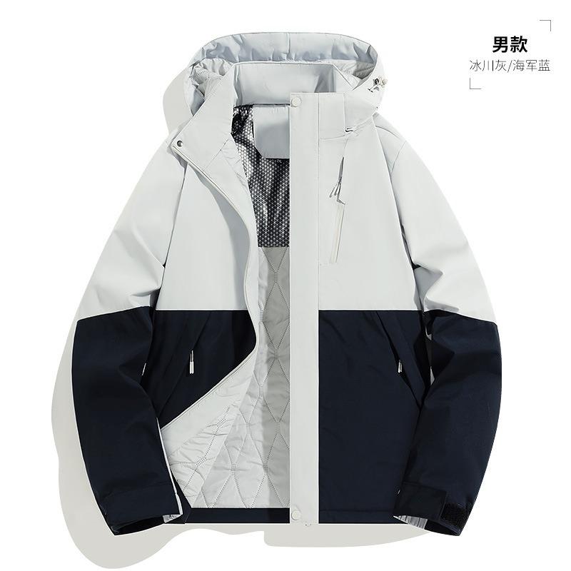 New cotton-padded men's graphene outdoor windproof and waterproof mountaineering suit thermal jacket men's couple black gold cotton-padded clothes