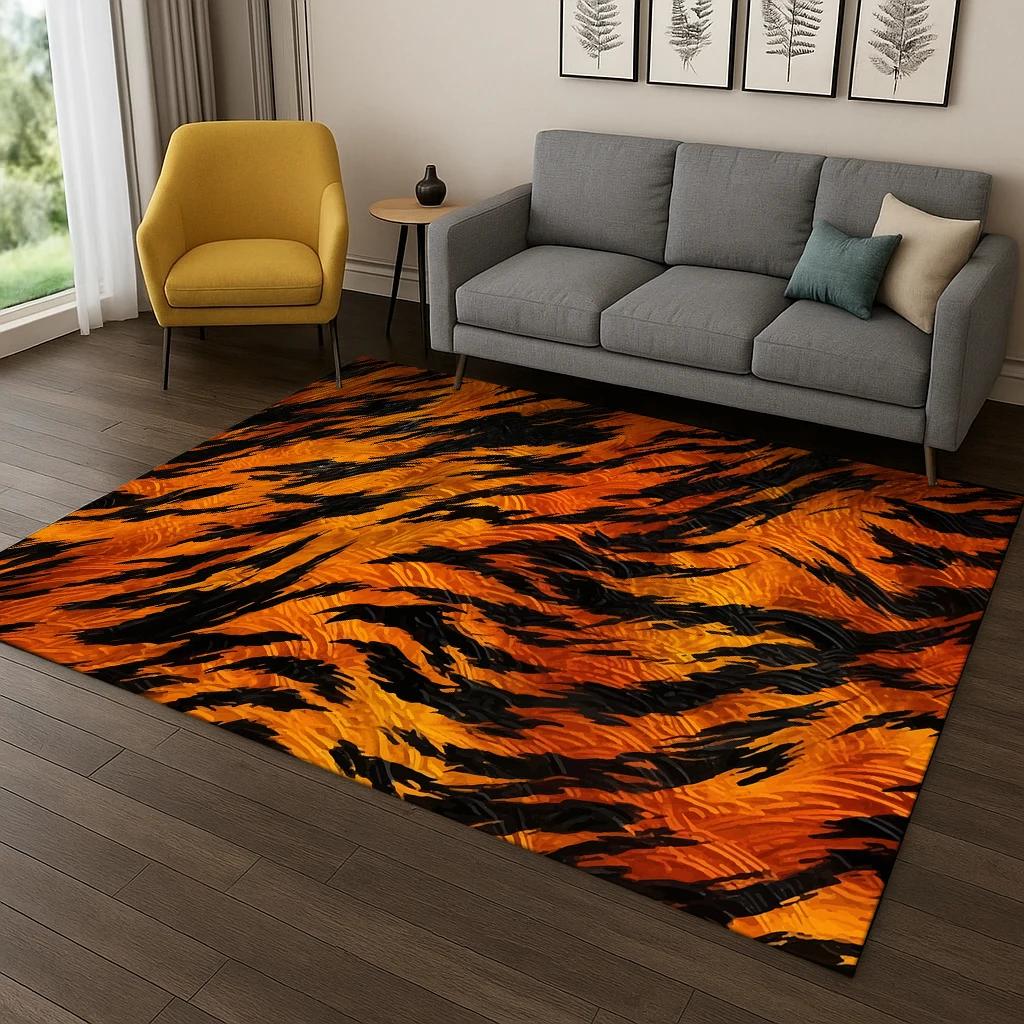 Colorful Zebra Stripes Leopard Print Carpet Rug for Home Bedroom Living Room Sofa Doormat Decor,Area Rug Play Game Non-slip Mat