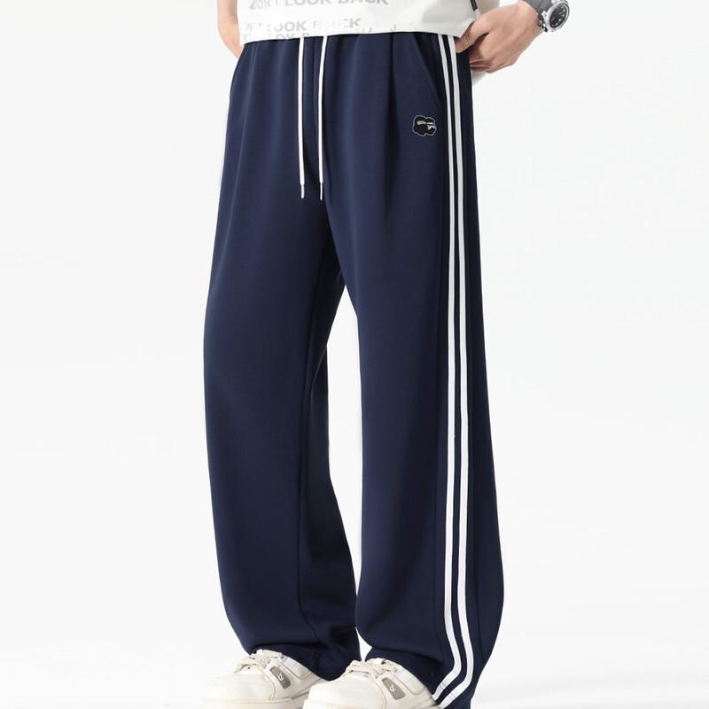 Fingercroxx Men's Retro Striped Loose Straight Leg Casual Pants
