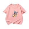Kids Cotton T Shirt Watercolor Butterfly With Floral Bouquet Print Crew Neck Short Sleeve Tee Casual Boys Girls Summer Tops