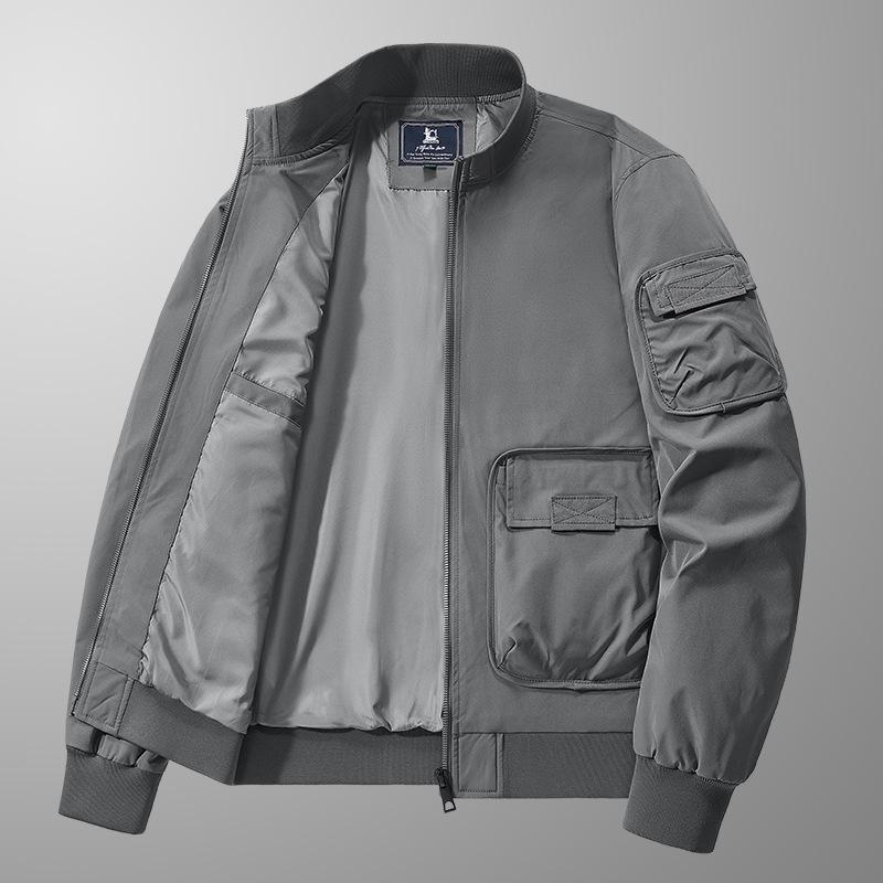2024 Men's Autumn Stand Collar Windproof Sports Jacket - Solid Color, Casual Outdoor Coat