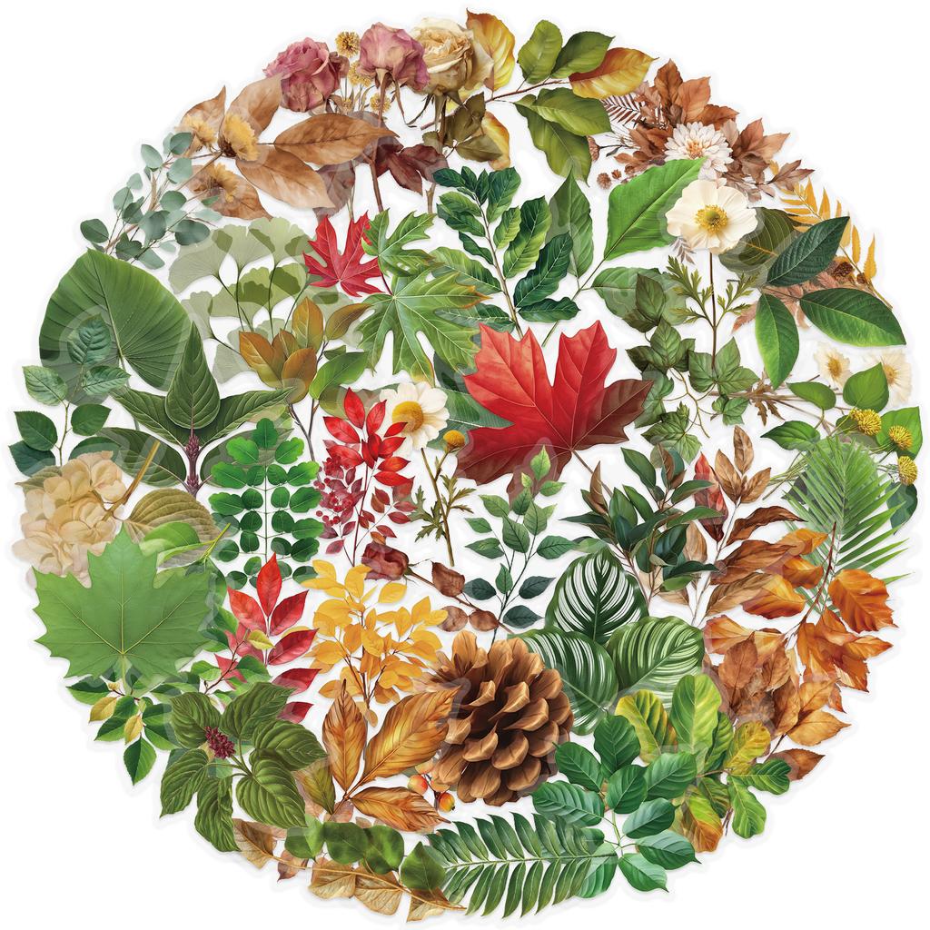 50pcs Green Plants Transparent PET Stickers Graffiti Decals Phone Guitar Laptop Notebook Suitcase Water Cups Waterproof Sticker