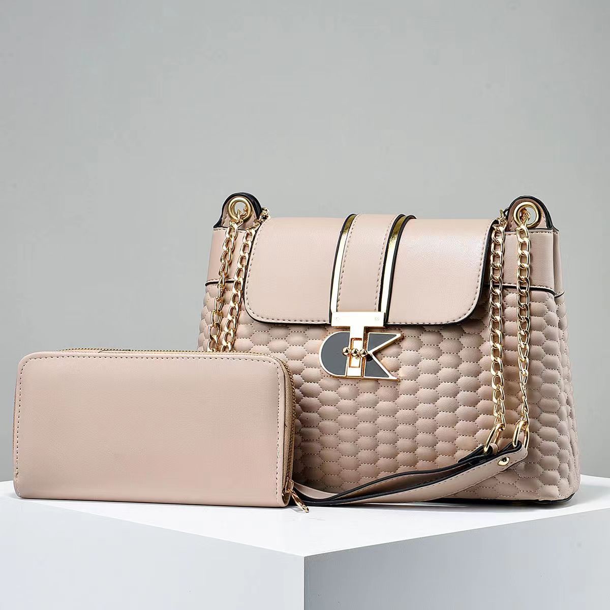 

WTEMPO Однотонная вместительная элегантная сумка из двух предметов, набор из женских универсальных сумок на молнии, высококачественные повседневные сумки через плечо 13*21*27cm