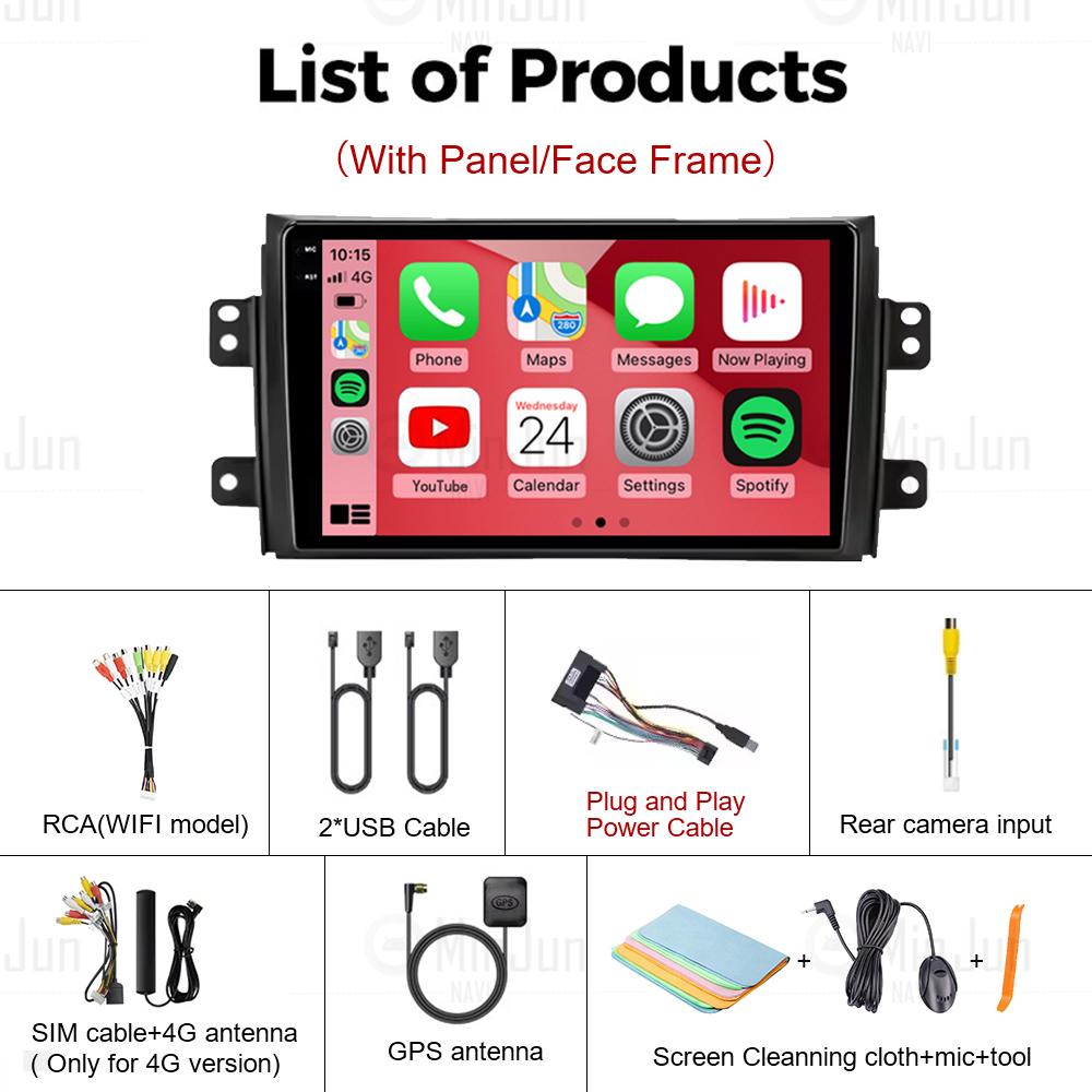 Android 14 for Suzuki SX4 2006-2013 Car radio For Fiat Sedici multimedia player Autoradio GPS navigation Carplay SWC HeadUnit