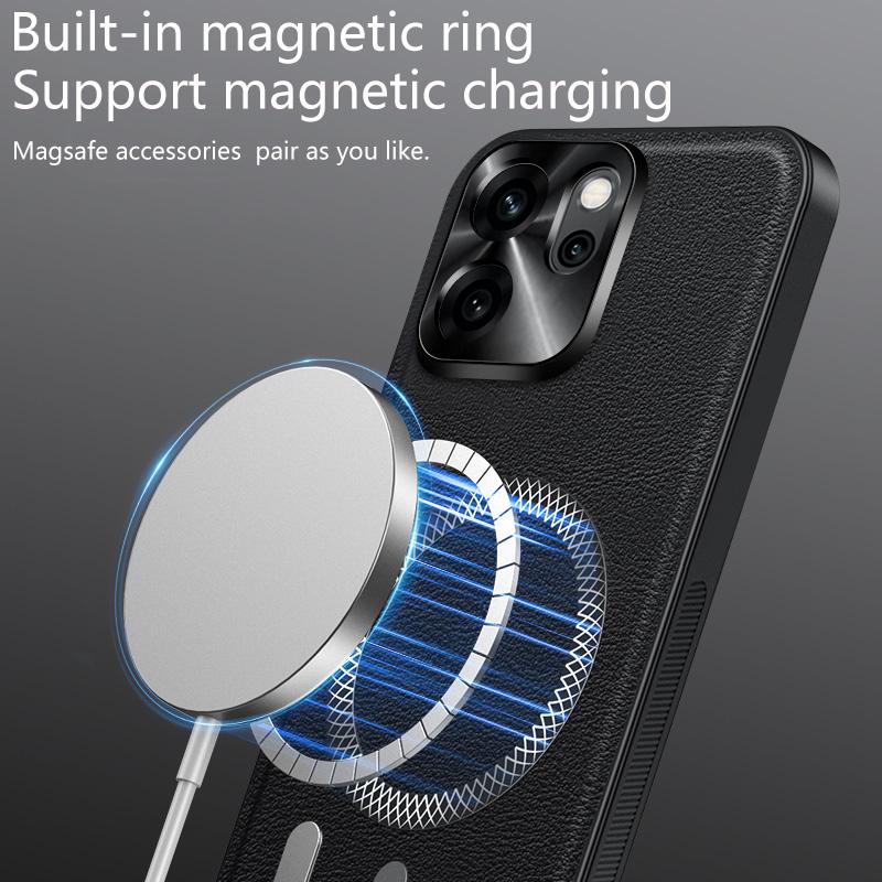 För Oppo Reno 14F 14 F Fodral Magnetiskt Elegant Läder Slitstark Lins Helt Täckande Halkfritt Grepp Kant Skydd Skal