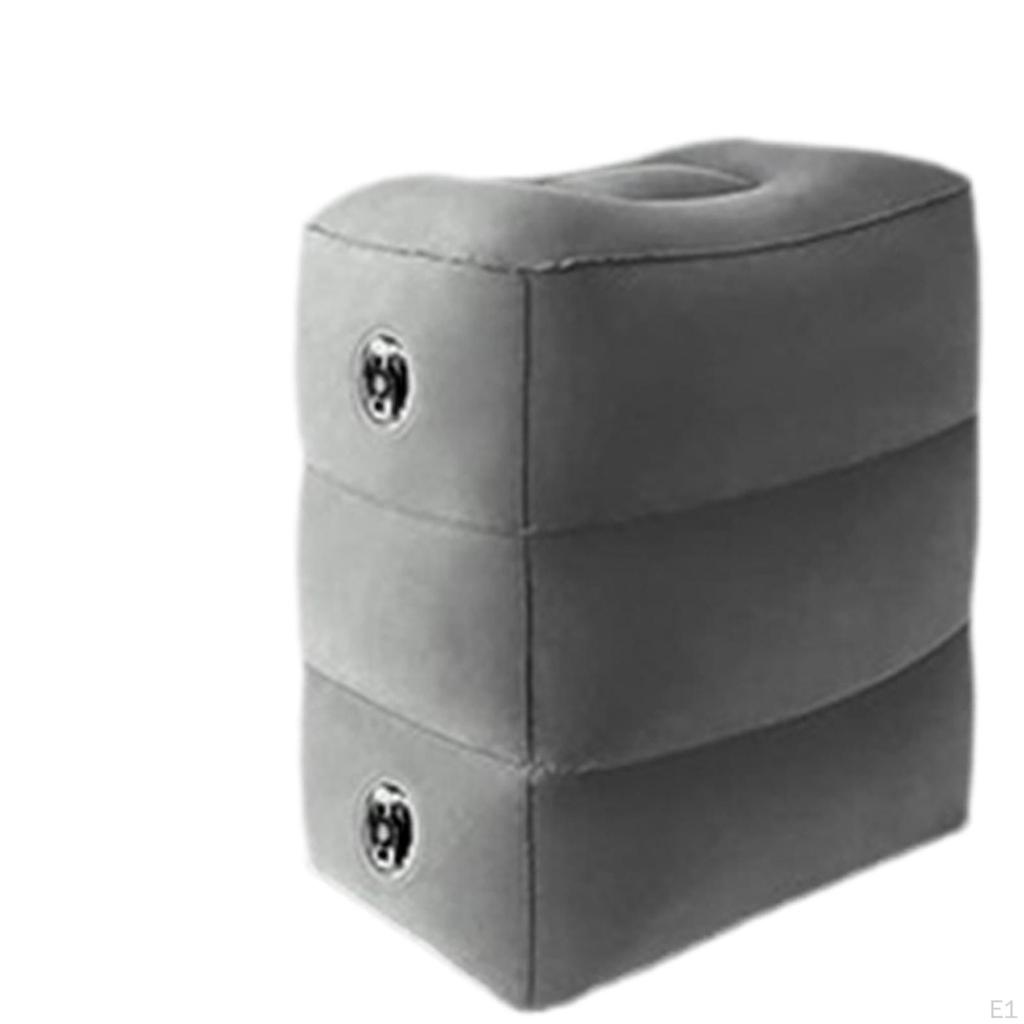 Inflatable Travel Foot Rest Pillow, Adjustable Height PVC Flocking Leg Pillow for Train Long