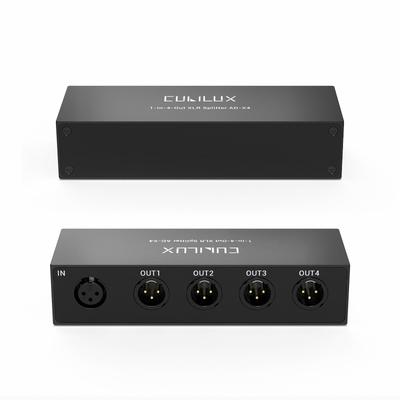 Cubilux XLR passivo 1 x XLR fêmea para 4 x XLR macho balanceado 1 4 caixa de alumínio divisor divisor de 4 canais, divisor, entrada, saídas, microfone/linha