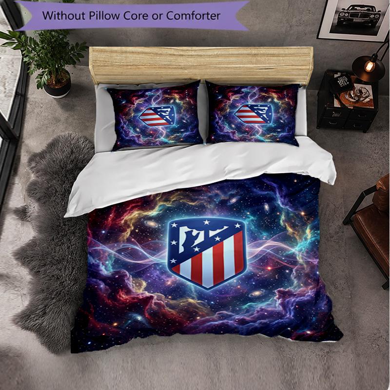 Set Lenzuola Atletico Madrid Modello 3 Pezzi Morbida Copripiumino in Microfibra con Federe per Camera da Letto