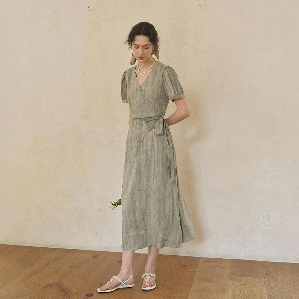 Simpeulleteulo Sr_Irregular Strap Short-Sleeved Dress